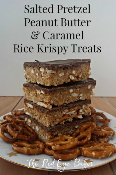 Salted Pretzel Peanut Butter & Caramel Rice Krispy Treats