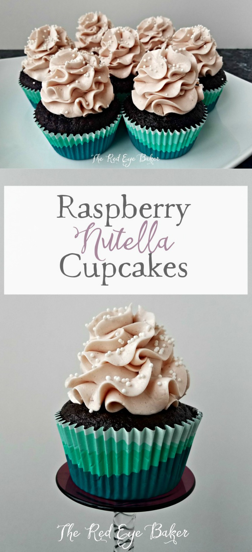 Raspberry Nutella Cupcakes | Chocolate cupcakes with a gooey Nutella center topped with a silky raspberry Swiss meringue butter cream make these Raspberry Nutella Cupcakes so delicious!